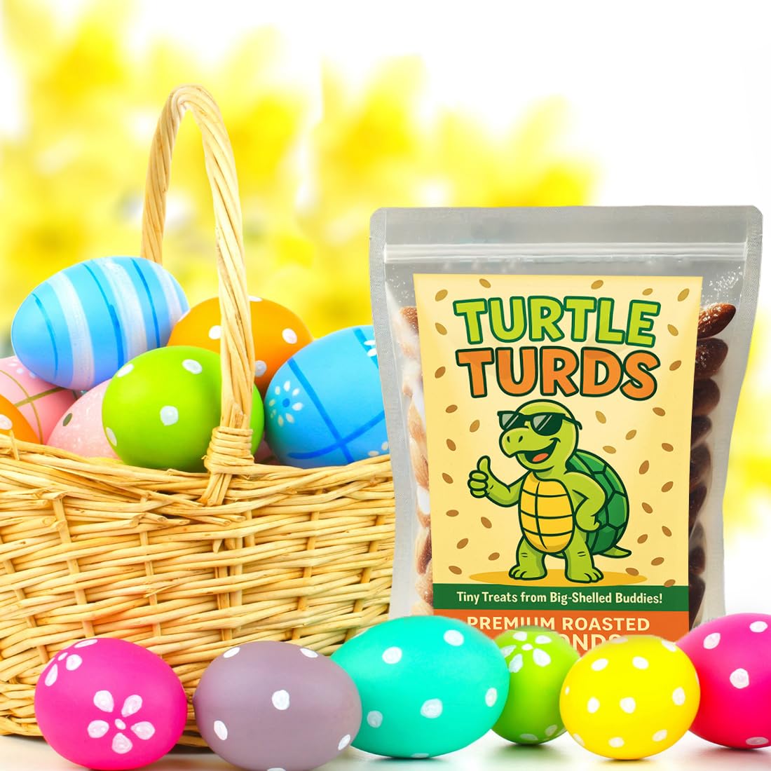 Turtle Turds Roasted Almonds - Funny And Kid-Friendly Snack For Turtle Lovers, Perfect For Easter Baskets, Birthday Party Favors