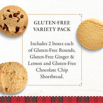 Walker'S Shortbread Gluten Free Variety Pack, 2 Of Each: Shortbread Rounds, Chocolate Chip, Ginger & Lemon, All-Butter Shortbrea