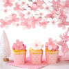 60 Pcs Edible Flowers Cake Topper Cupcake Toppers Decorations Wafer Paper Pink Cherry Blossom Flowers Wedding Themed Party Birth