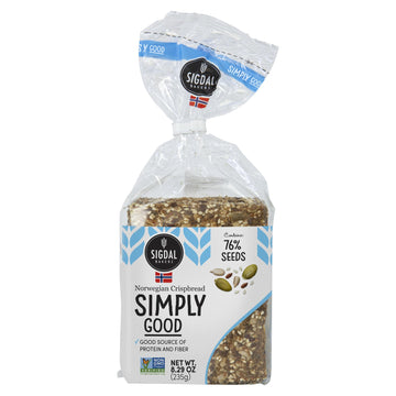 Sigdal Bakeri Simply Good Norwegian Crispbread | Good Source of Protein & Fiber | Non GMO | Contains 76% Seeds | 8.29 oz (235g) 