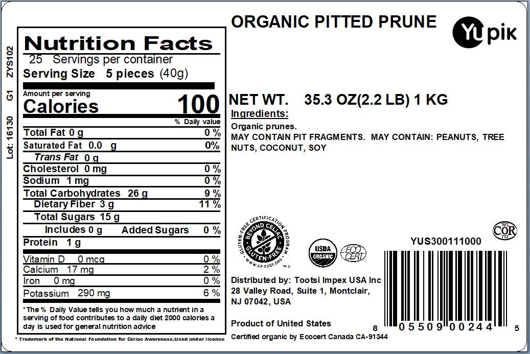 Yupik Organic Pitted Prunes, 2.2 Lb, Non-Gmo, Gluten-Free, Kosher, Vegan, Dried Fruits, No Pits, No Added Sugar, Sulphite-Free,