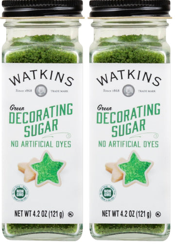 Watkins Green Decorating Sugar, Non-GMO, Kosher, 4.2 Ounce, 2-Pack