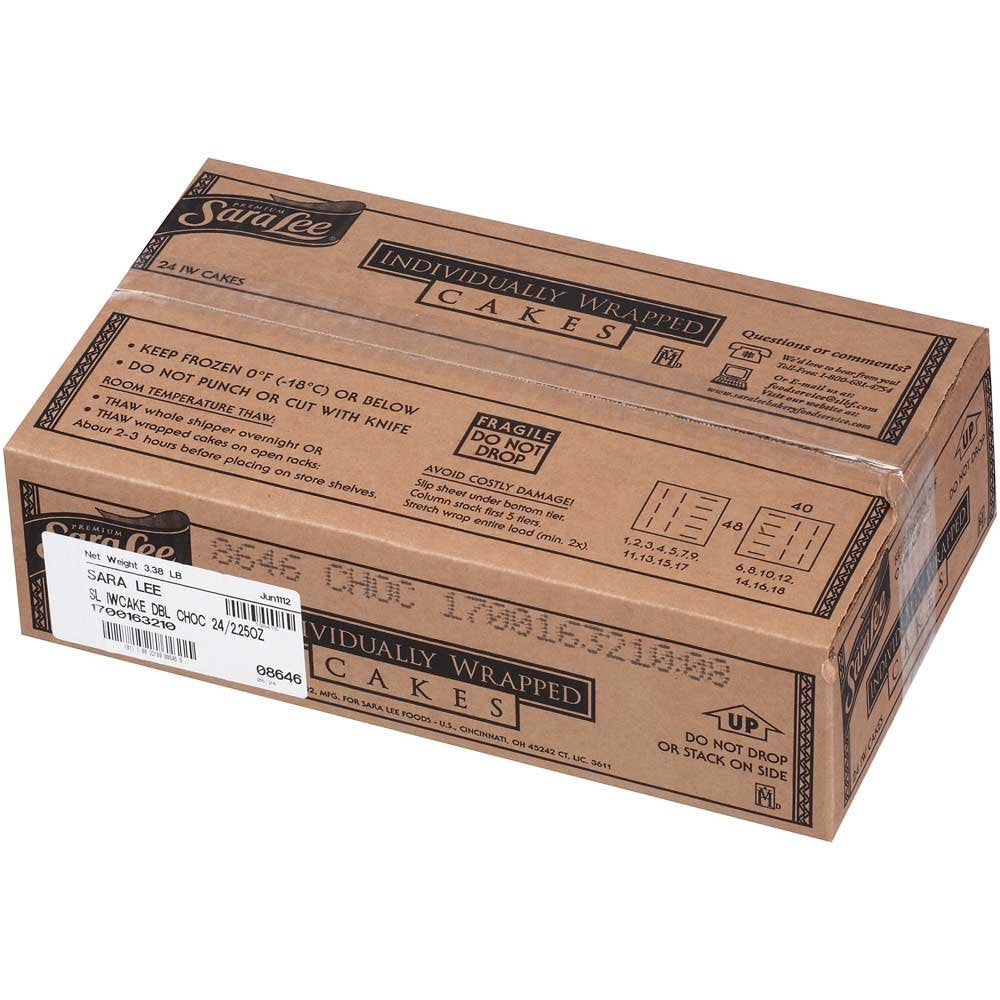 Sara Lee Iced Double Chocolate Cake, 2.25 Ounce -- 24 per case.