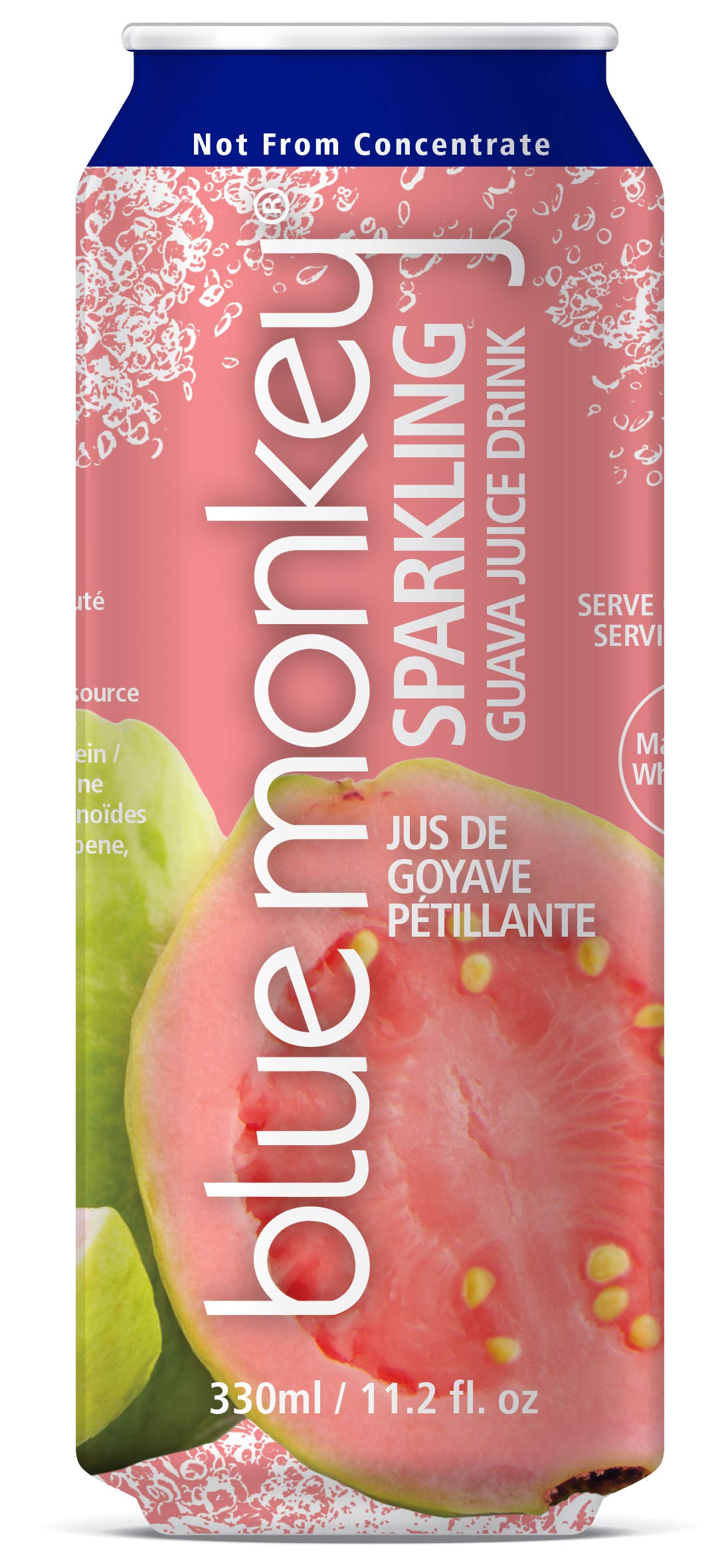 blue monkey Sparkling Juice, 55%, Guava, 11.16 Fl Oz 12 Count(Pack of 1)