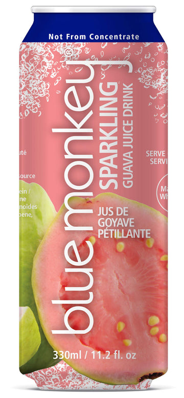 blue monkey Sparkling Juice, 55%, Guava, 11.16 Fl Oz 12 Count(Pack of 1)