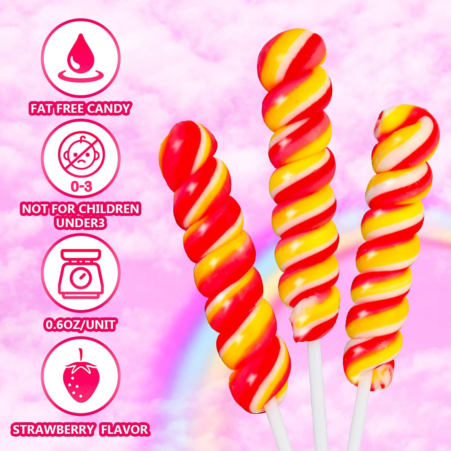 18 Pack Strawberry Red And Yellow Twisty And Swirl Lollipops Candy, Swirl Candy Lollipops Individually Wrapped Bulk, Kid'S Sucke