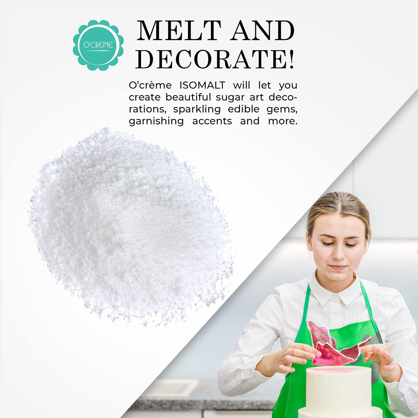 Ocreme Isomalt Crystals - Sugar Substitute For Crafting Decorative Accents, Hard Candy, Fancy Crystals, Confections And Baked Go