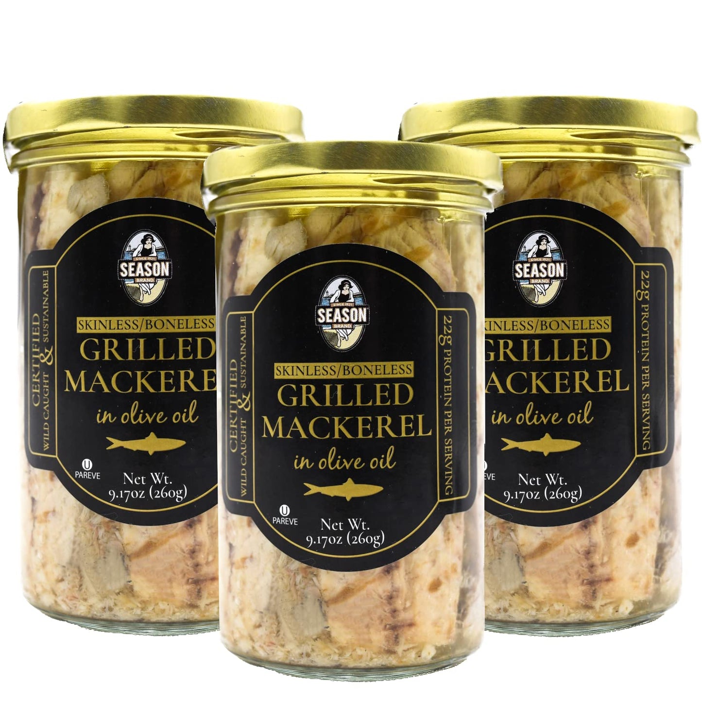 Season Grilled Mackerel In Olive Oil - Skinless & Boneless Mackerel Fillets, Wild Caught, Keto Snacks, Full Of Vitamins, Low In