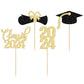 36 Pack 2024 Graduation Cupcake Toppers Glitter Class Of 2024 Cupcake Toppers Graduation Cap Diploma Cupcake Picks 2024 Graduati