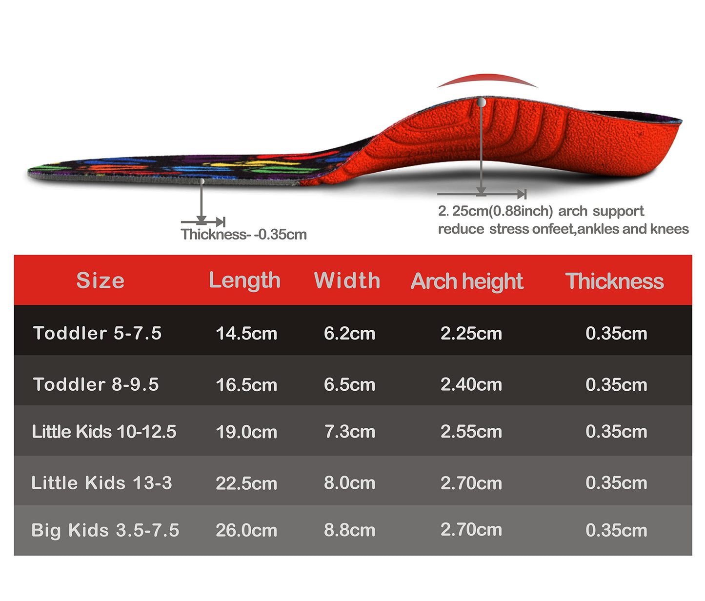Orthotics Insole Kids - Orthotic Shoes Inserts For Flat Feet And Arch Support (Toddler 5-7.5)