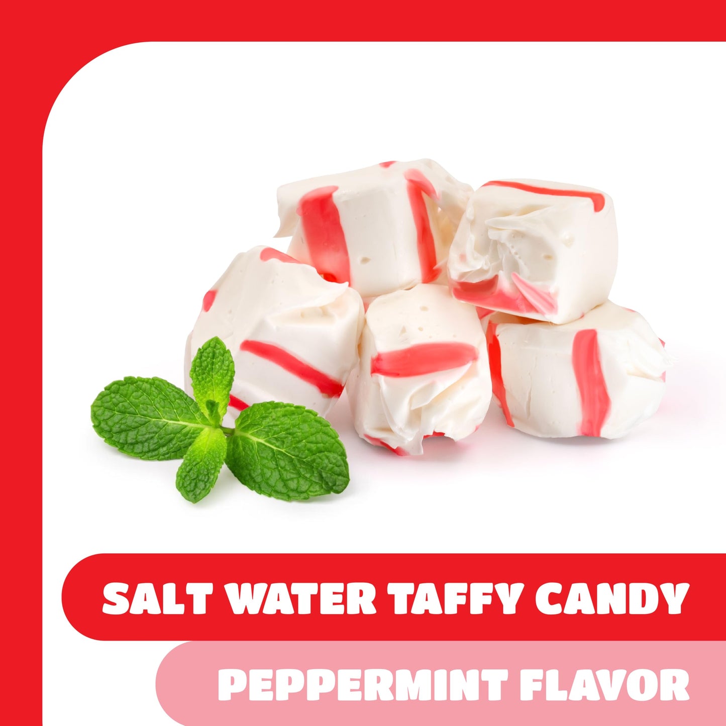 CRAZYOUTLET Salt Water Taffy Candy, Soft Peppermint, 1 Pound Bag, Individually Wrapped Treat for Buffets and Party Favors