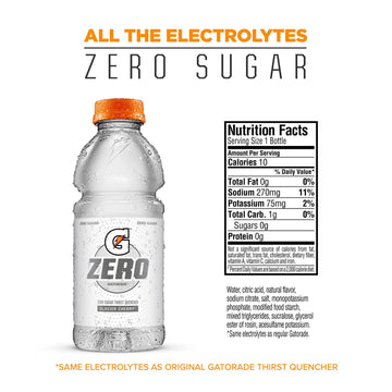 Gatorade Zero Sugar Thirst Quencher, Glacier Cherry, 20 Fl Oz (Pack of 12)