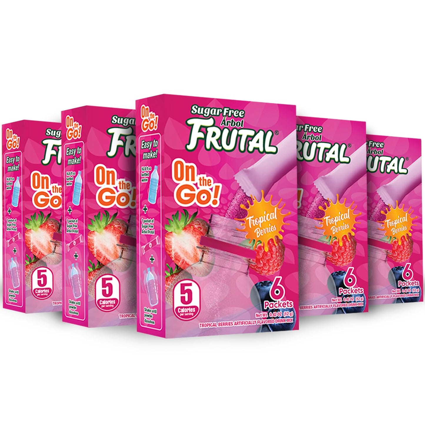 Powdered Drink Mix Tropical Berries Flavored - Sugar Free! - Tropical Berries Packets (30 Count Of Stick Packs) - Frutal On-The-
