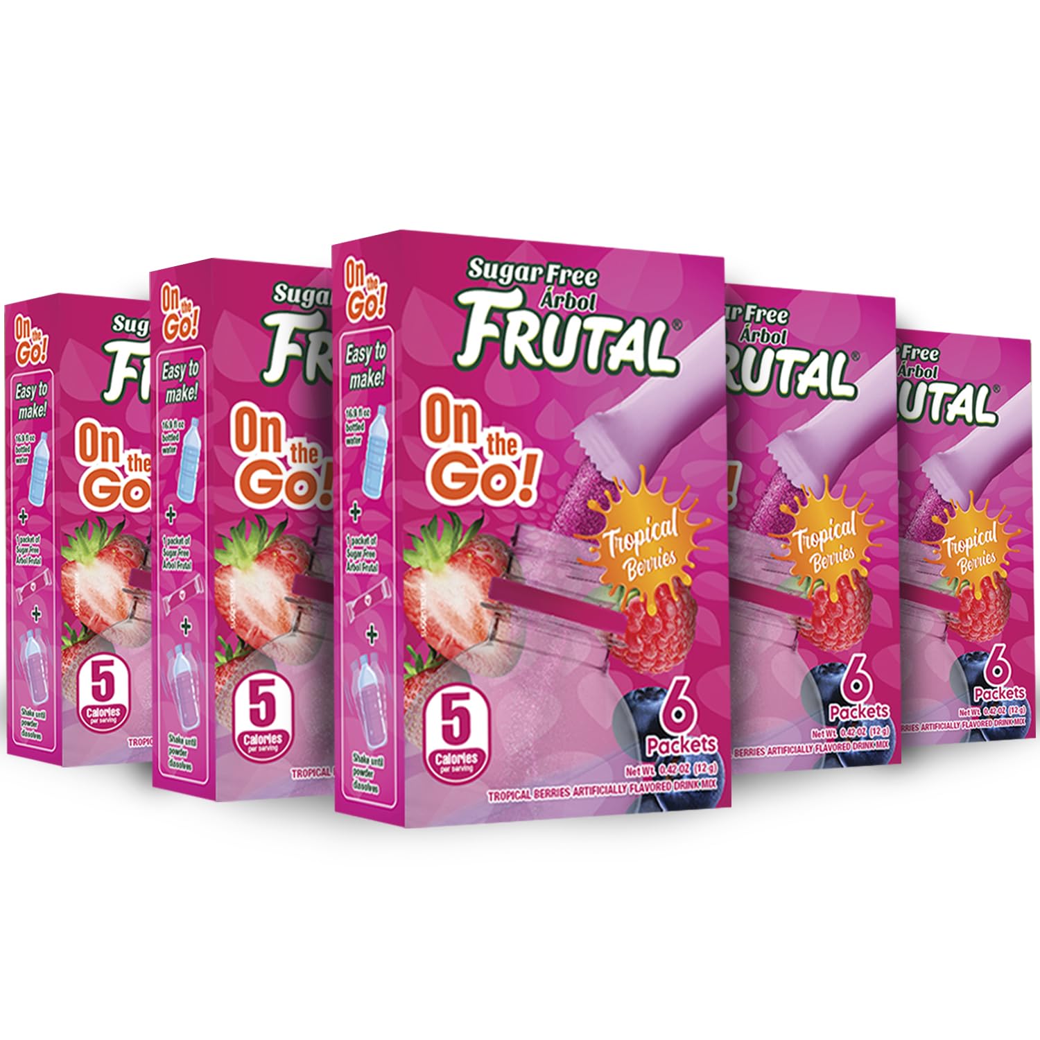 Powdered Drink Mix Tropical Berries Flavored - Sugar Free! - Tropical Berries Packets (30 Count Of Stick Packs) - Frutal On-The-