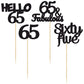Gyufise 24Pcs Black Glitter 65Th Birthday Cupcake Toppers Hello 65 Sixty Five Cake Toppers 65 & Fabulous Cupcake Picks For 65Th