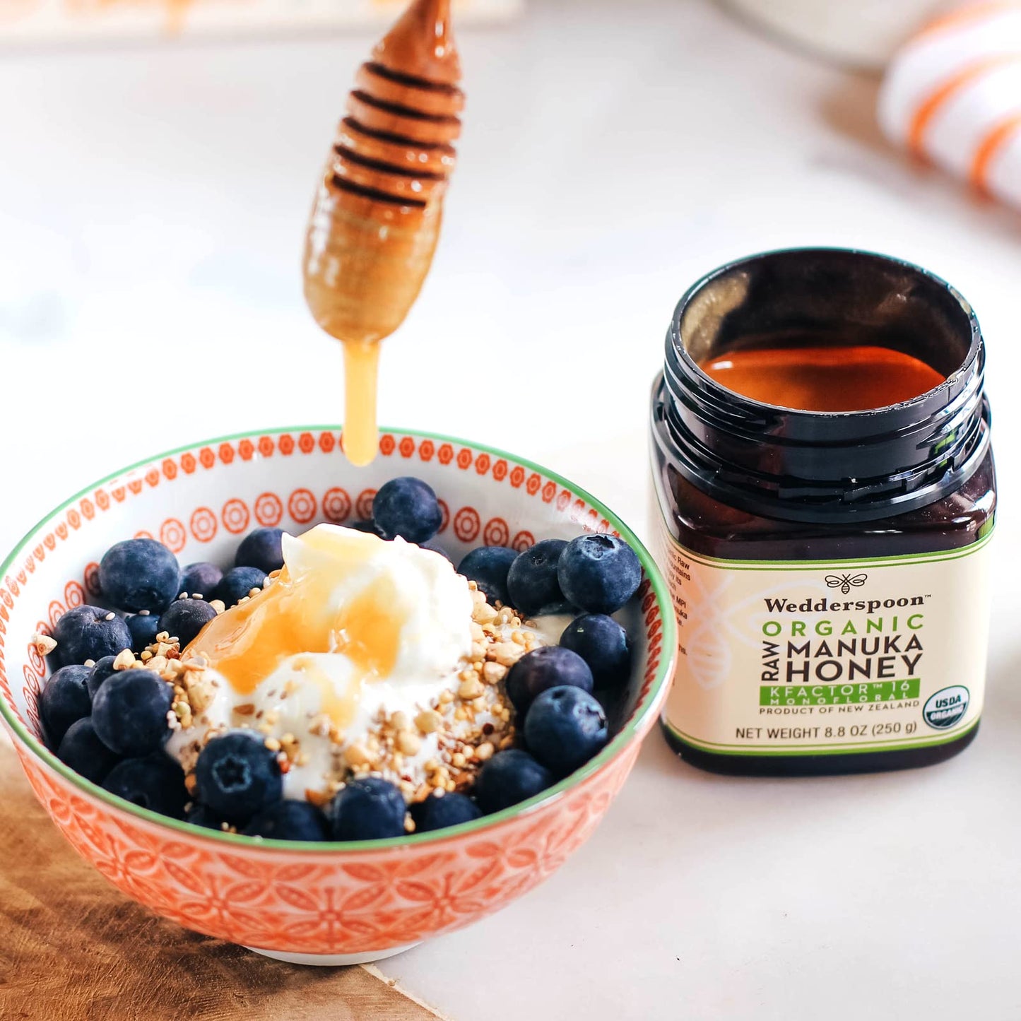 Wedderspoon Raw Organic Manuka Honey KFactor 16+, 8.8 Oz, Unpasteurized, Genuine New Zealand Honey, Multi-Functional, Non-GMO Su