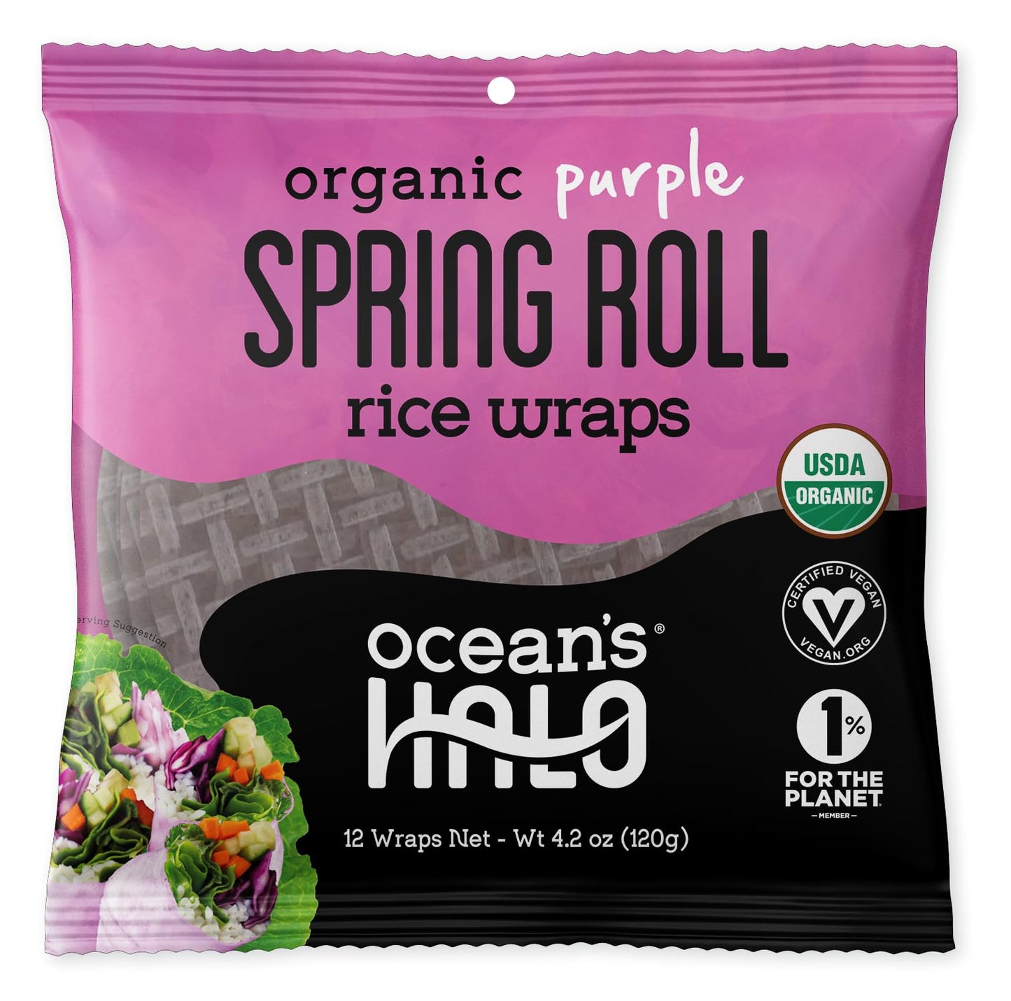 Oceans Halo Organic Spring Roll Purple Rice Wraps, 4.2 oz