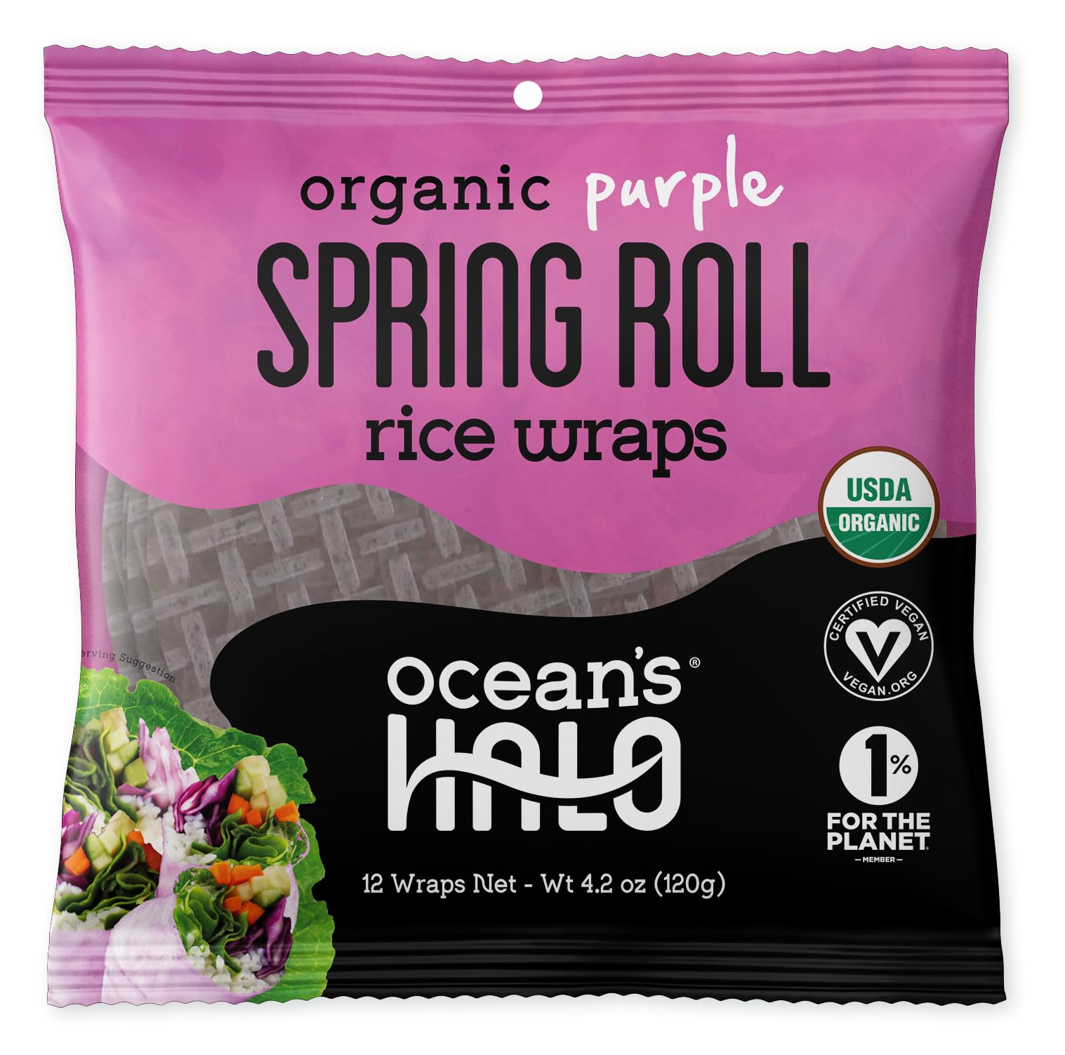 Oceans Halo Organic Spring Roll Purple Rice Wraps, 4.2 oz