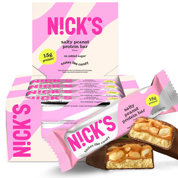 Nicks Protein Bars Chocolate Peanut | 15G Protein | 200 Calories | Low Carb Keto Friendly Snacks No Added Sugar (Multipack 12 Bars X 50G)
