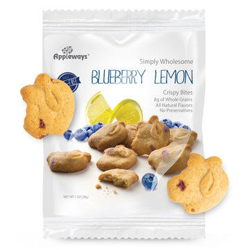Blueberry Snacks Lemon Crispy Bites, All-Natural Individually Wrapped Lemon Blueberry Cookies Snacks, Made in USA, 108 Count, 1.