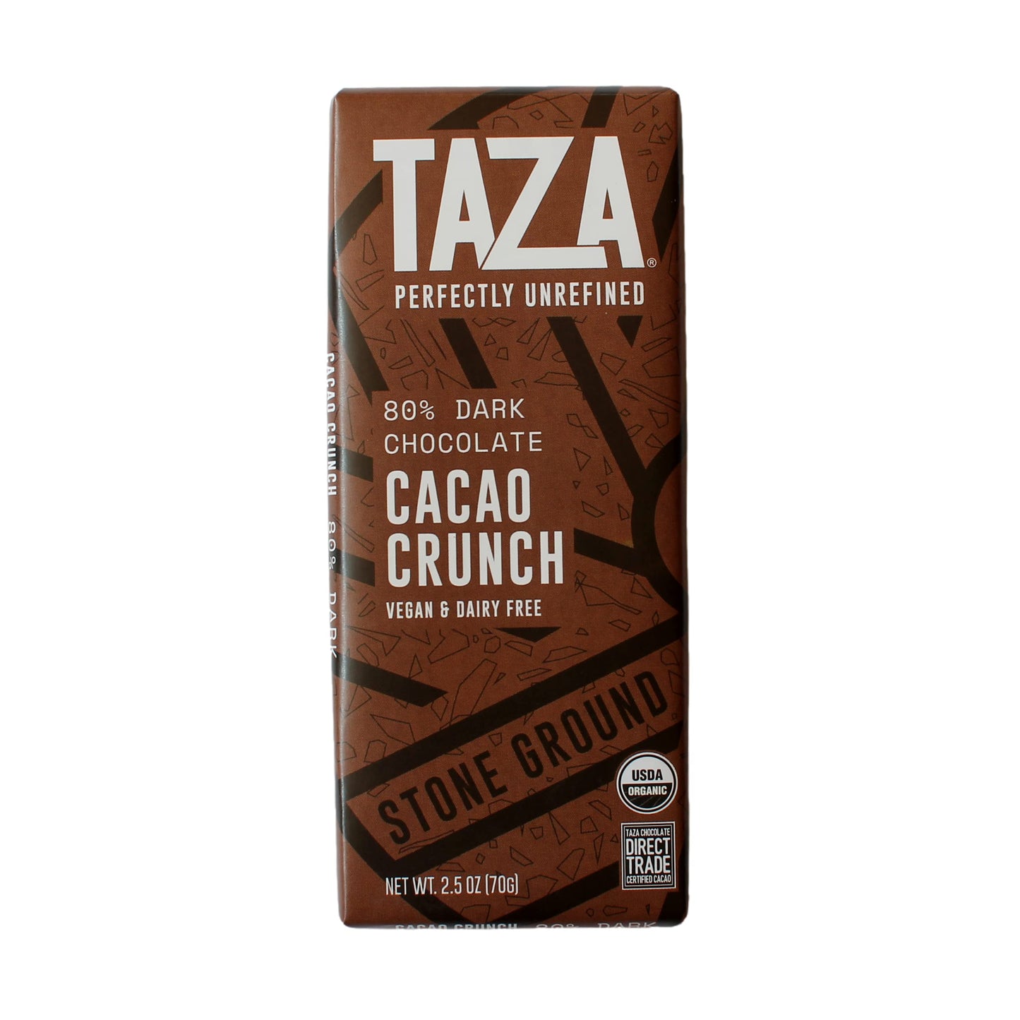 Taza Chocolate Organic Amaze Bar 80% Stone Ground, Cacao Crunch, 2.5 Ounce (10 Count), Vegan