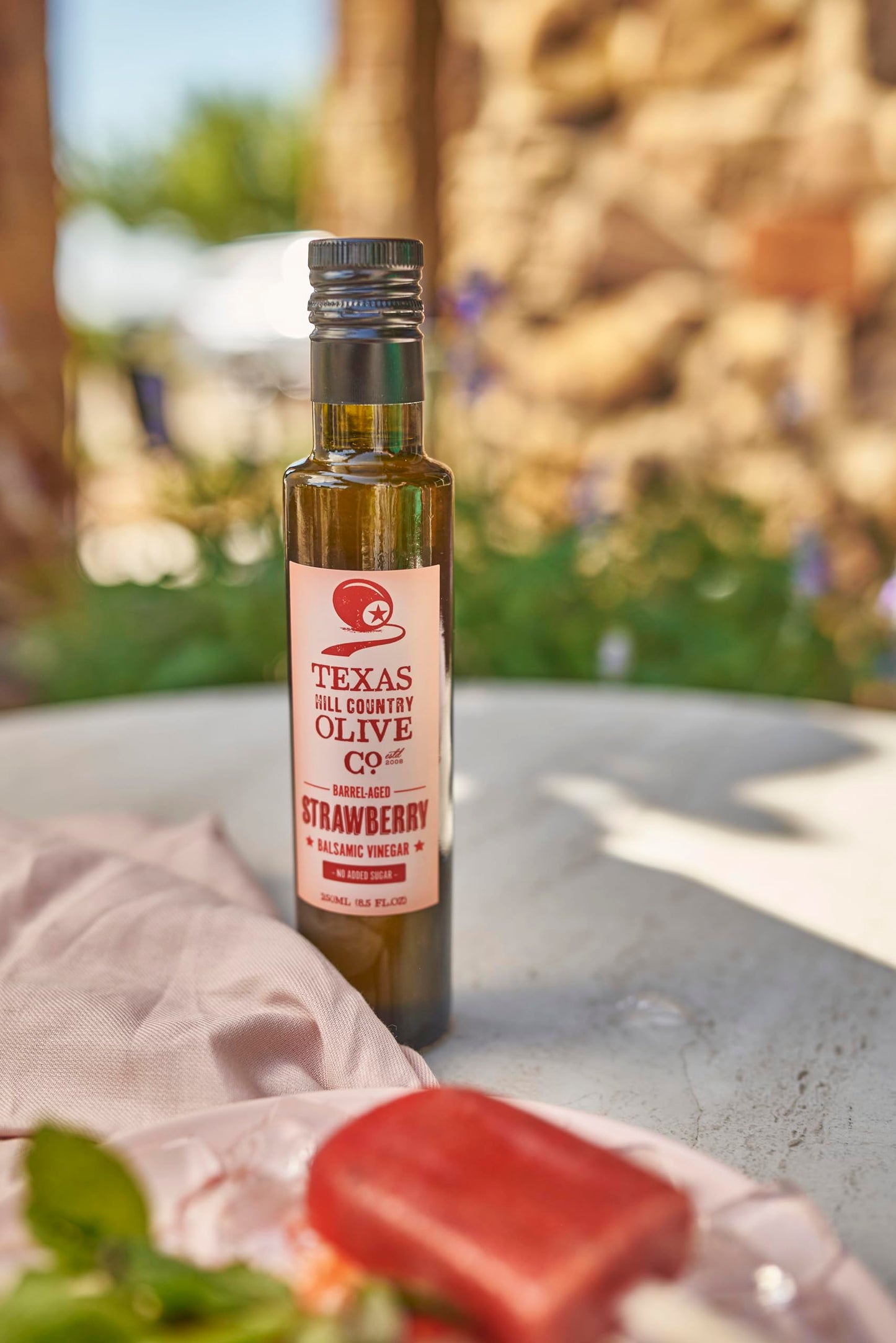 Texas Hill Country Olive Company Strawberry Balsamic Vinegar - Gourmet Barrel Aged - 8.45 Fl Oz (Pack of 2)