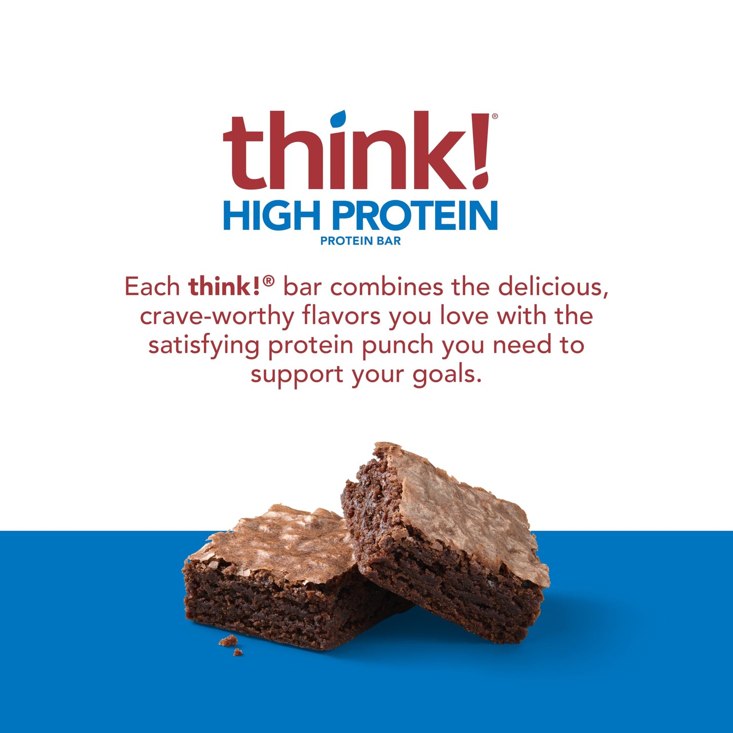 think! Protein Bars, High Protein Snacks, Gluten Free, Kosher Friendly, Brownie Crunch, Nutrition Bars, 2.1 Oz per Bar, 30 Count