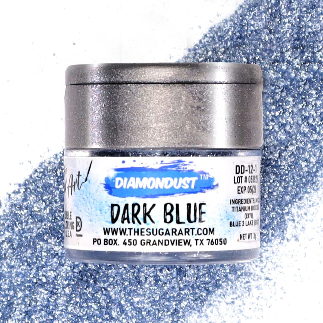 Dark Blue Edible Glitter for Drinks, Cocktails, Cake Decorating, Strawberries, Chocolates & More | No Taste | 4g | 100% Food-Saf