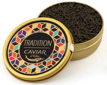 Tradition Collection - Premium Osetra Sturgeon Black Caviar - 3.5 Oz / 100 G In Metal Jar - Black Caviar Wi