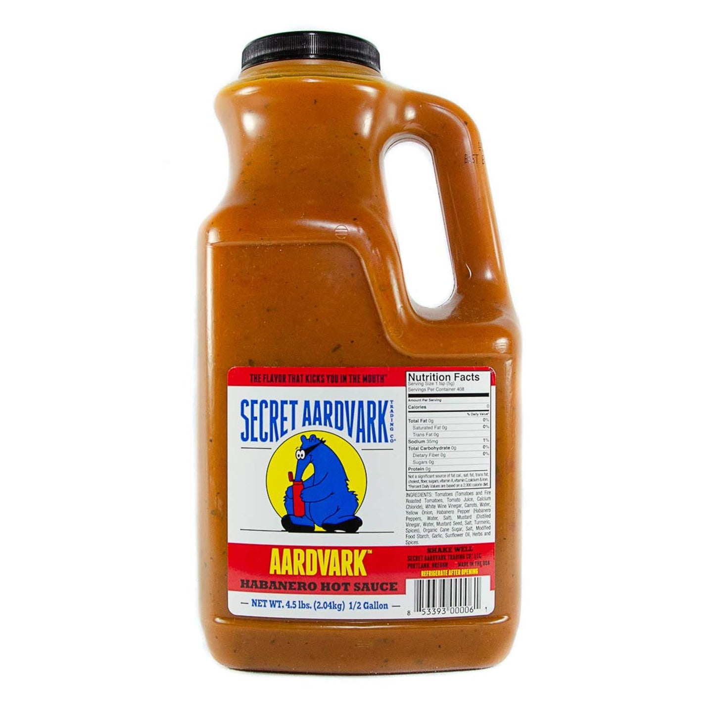 Secret Aardvark Habanero Hot Sauce - Medium Spiced, Non-GMO, Low Sugar, 64 Fl Oz