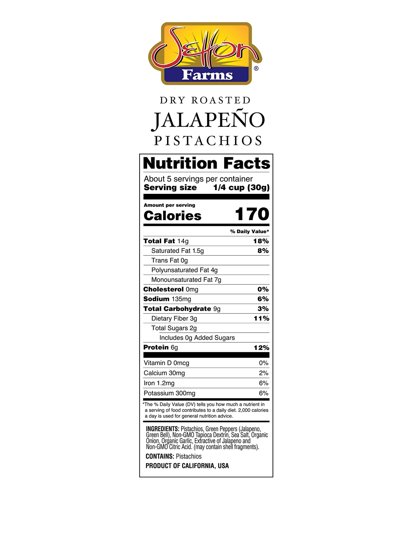 Setton Farms Naturally Seasoned Pistachio Kernels, Jalapeno, No Shell Pistachios, Certified Non-GMO, Gluten Free, Vegan and Kosh