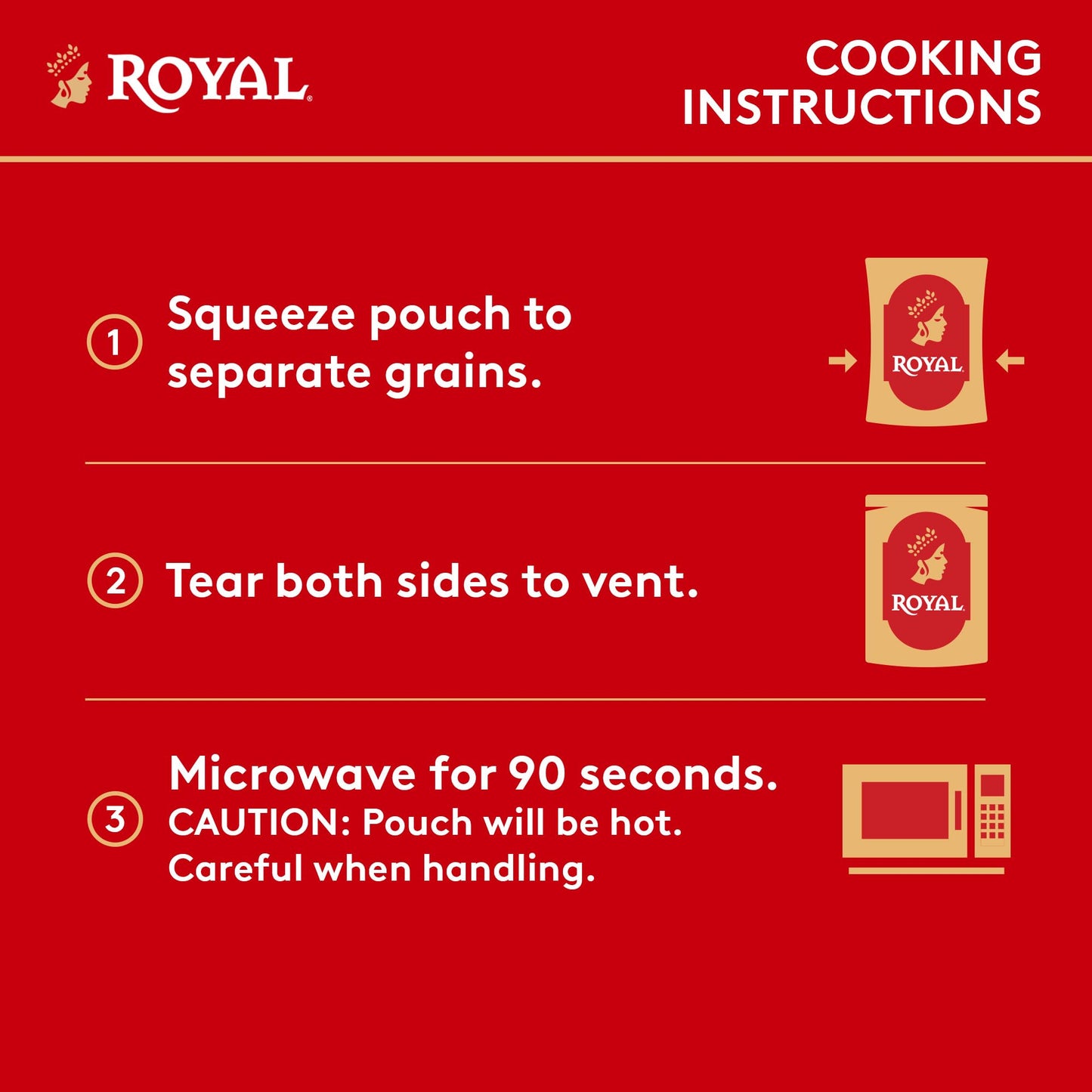 Royal - Ready To Heat Rice - Authentic Garlic & Ghee, 4 Count