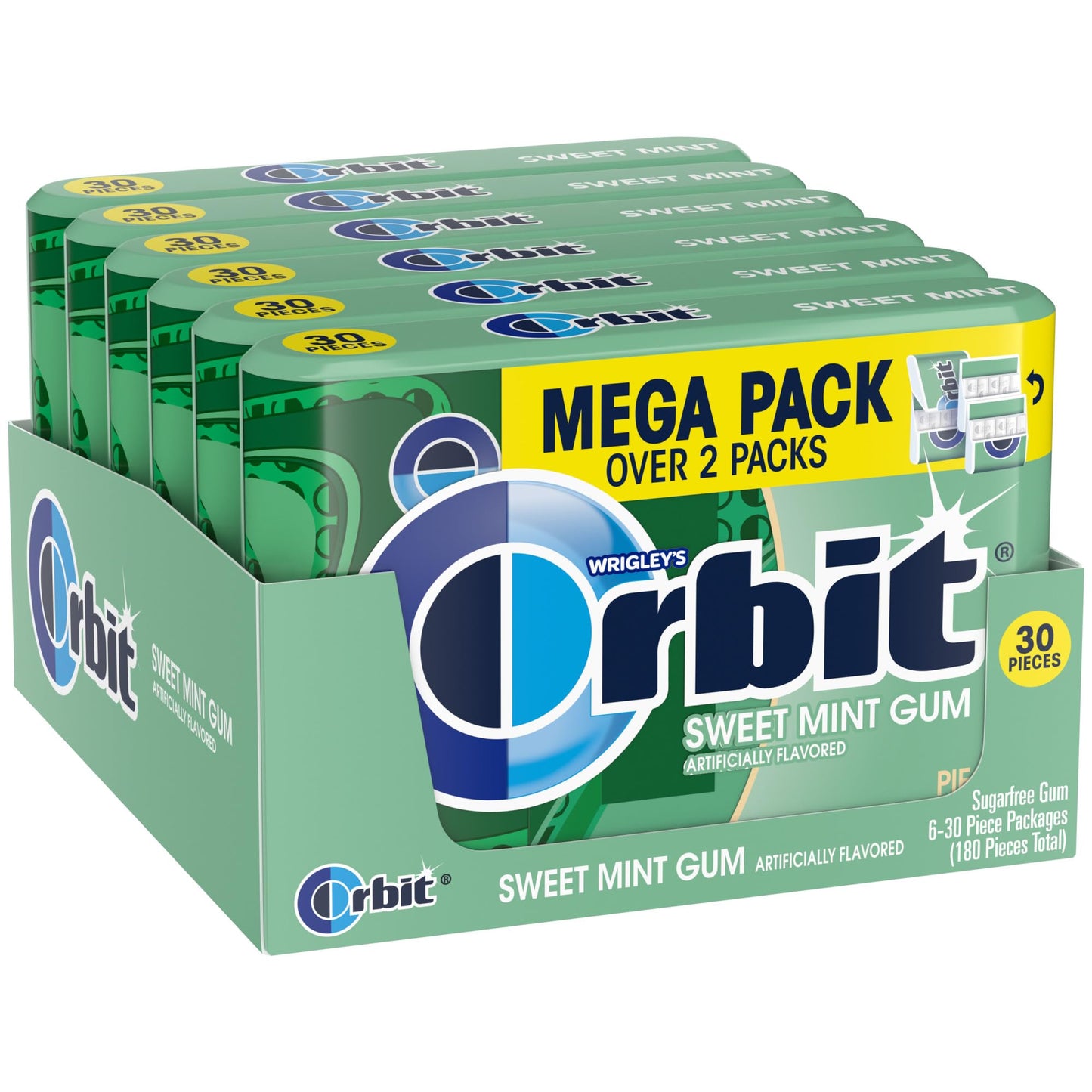 Orbit Sweet Mint Sugar Free Chewing Gum, 30 Ct Mega Packs, Pack of 6