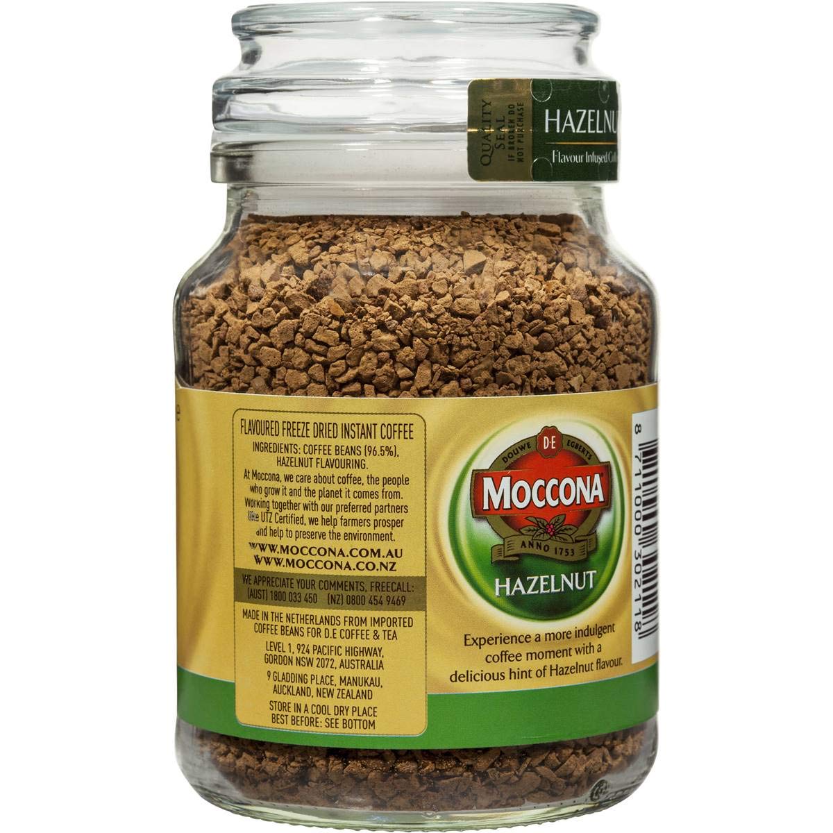 Moccona Freeze-Dried Instant Coffee 95 Grams (Imported From Australia) (Hazelnut)
