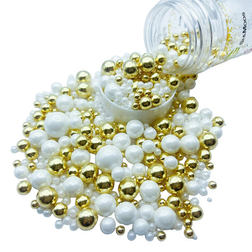 Se Si&Moos White And Gold Pearl Sprinkles For Decorating Edible Cake Cookie Pearls Cupcake Decorations Gold And White Sprinkles