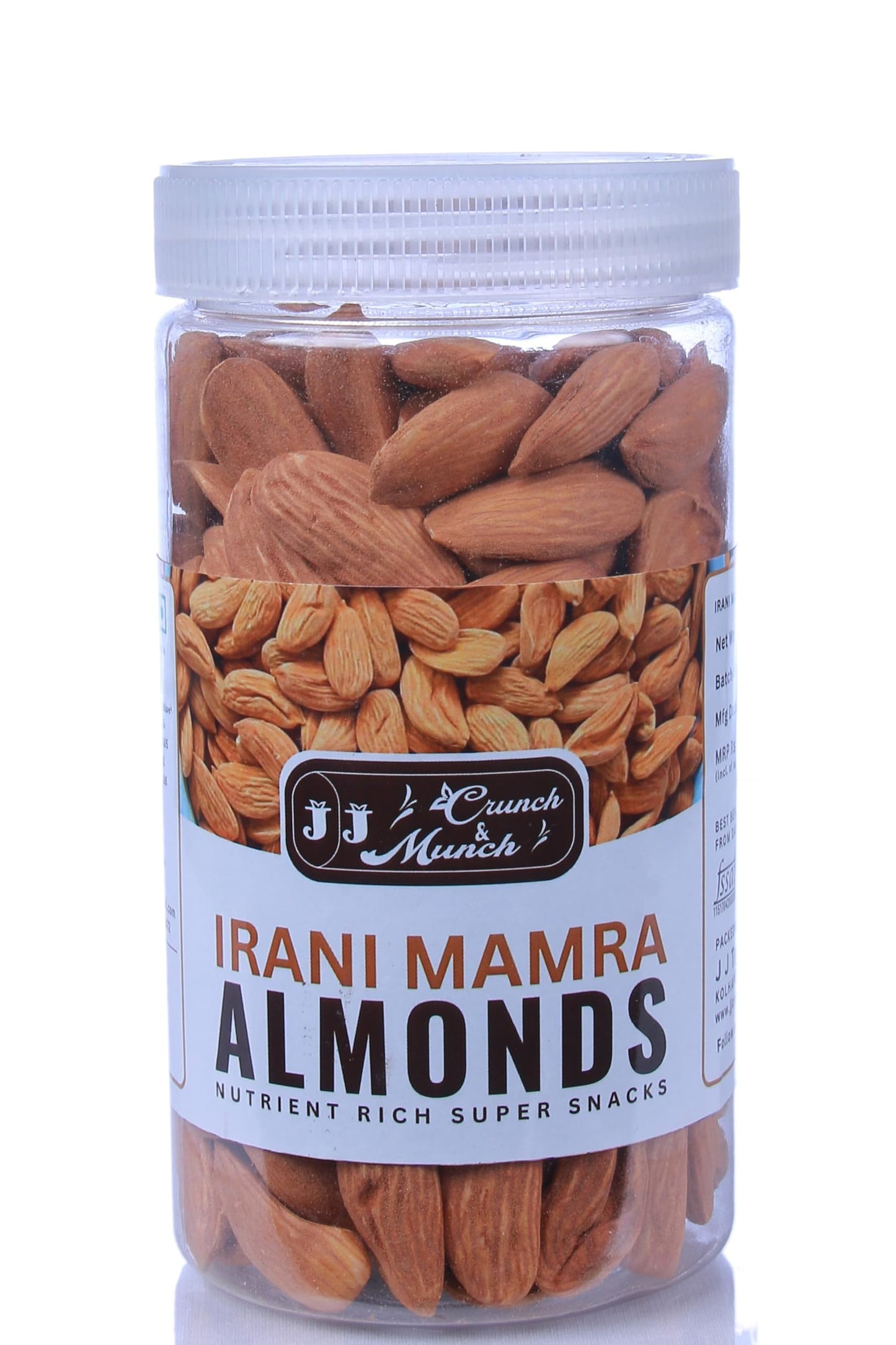 J J Crunch N Munch Mamra Almonds (Badam) - High Standardaa Quality  Bold Size  100% Natural  Dry Nuts  Healthy Food  Rich In Oil  More Nutritious  By J J Crunch N Munch  180G