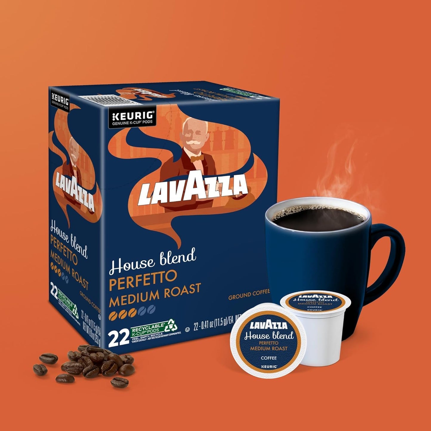 Lavazza House Blend Perfetto Keurig K-Cup Pods, Medium Roast, 100% Arabica, 44 Pods (22 Count Pack of 2)