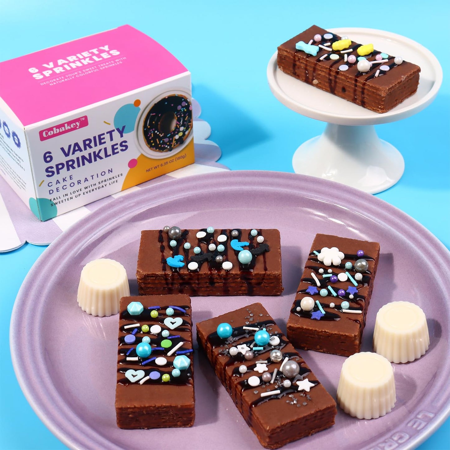 Sprinkles For Cake Decorating, Cupcake, Cookies, Ice Cream Topper, 6 Packs Blue Sprinkles, Winter Snowflakes Sprinkles, Six Of A