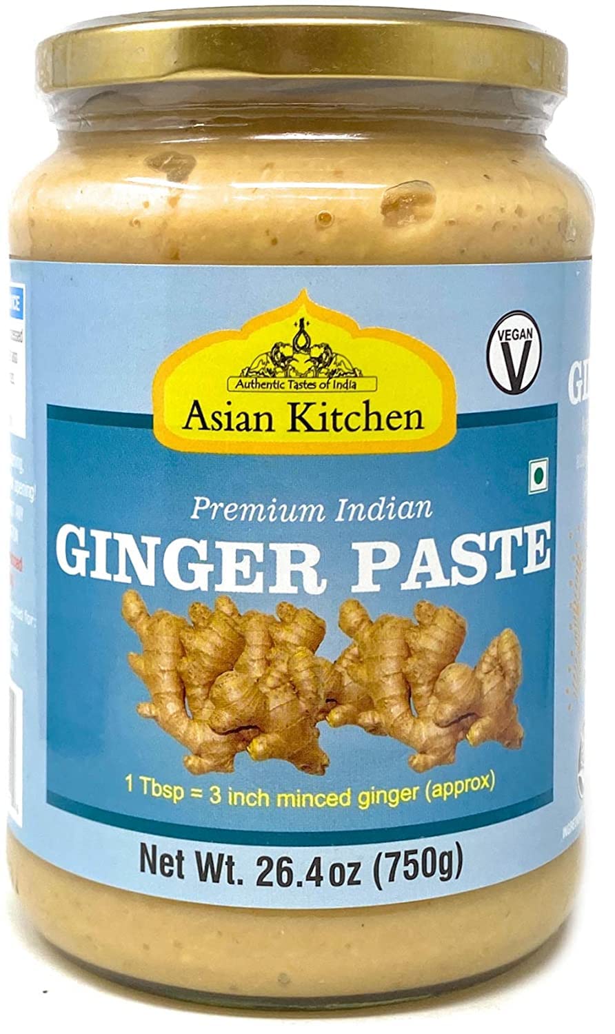 Asian Kitchen Ginger Cooking Paste 26.5Oz (750G) Glass Jar ~ Vegan | Gluten Free | Non-Gmo | No Colors | Indian Origin