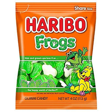 Haribo Gummie Candy, Frogs, 4 Oz. Bag (Pack Of 12)