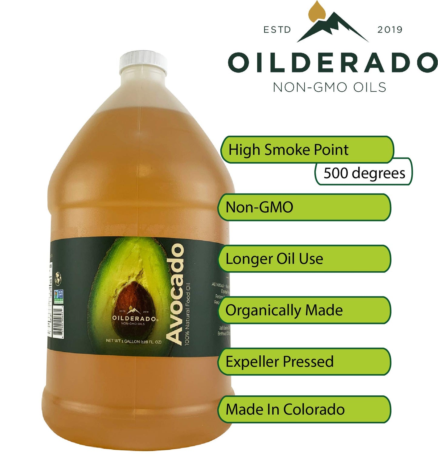 Oilderado Avocado Oil - 128 Fl Oz (Gallon) - Premium Cooking Oil