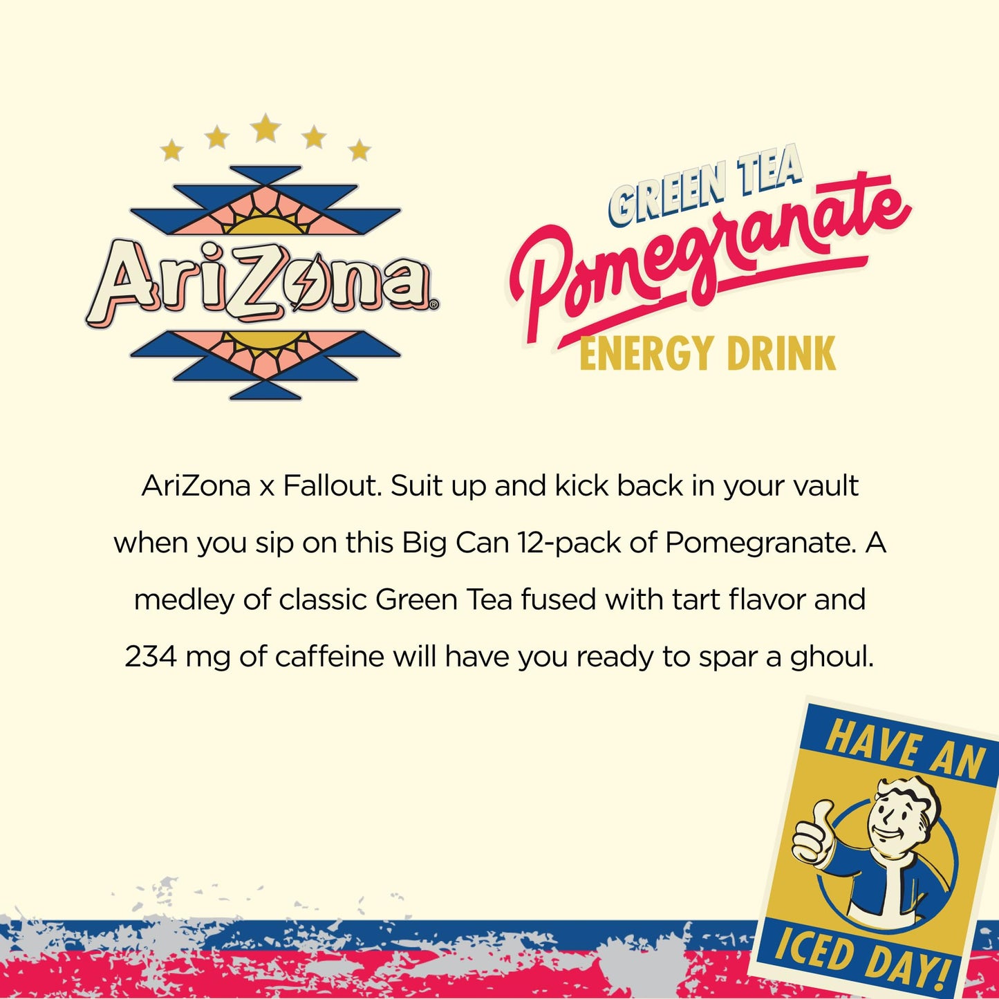 AriZona Pomegranate Green Tea - 12 Pack, 22 Fl Oz Cans, 234mg Natural Caffeine, Red, Model 1002665