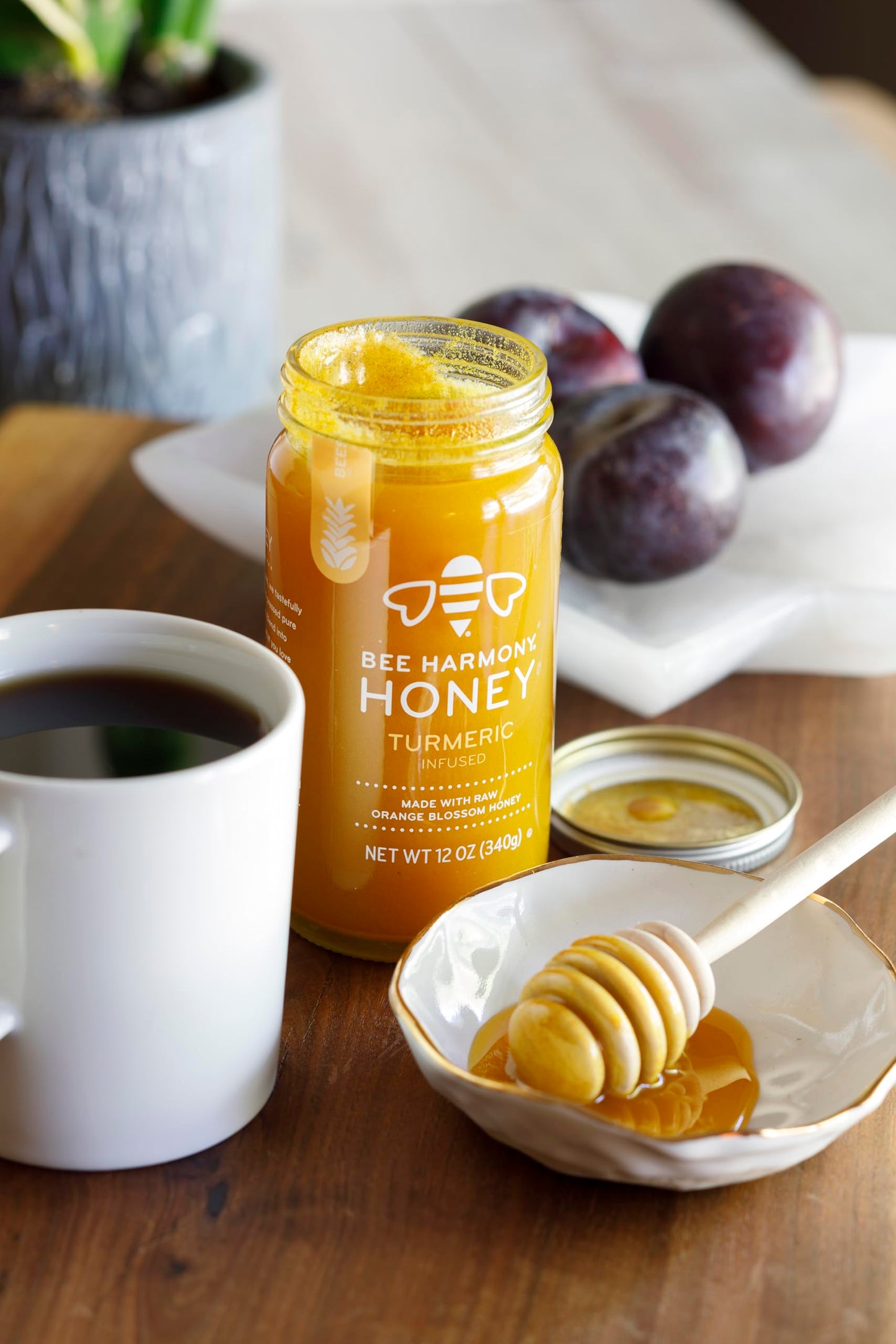 Bee Harmony Floral Infused Raw Honey Variety Pack, (Lavender, Jasmine, And Turmeric), 12 Oz Each