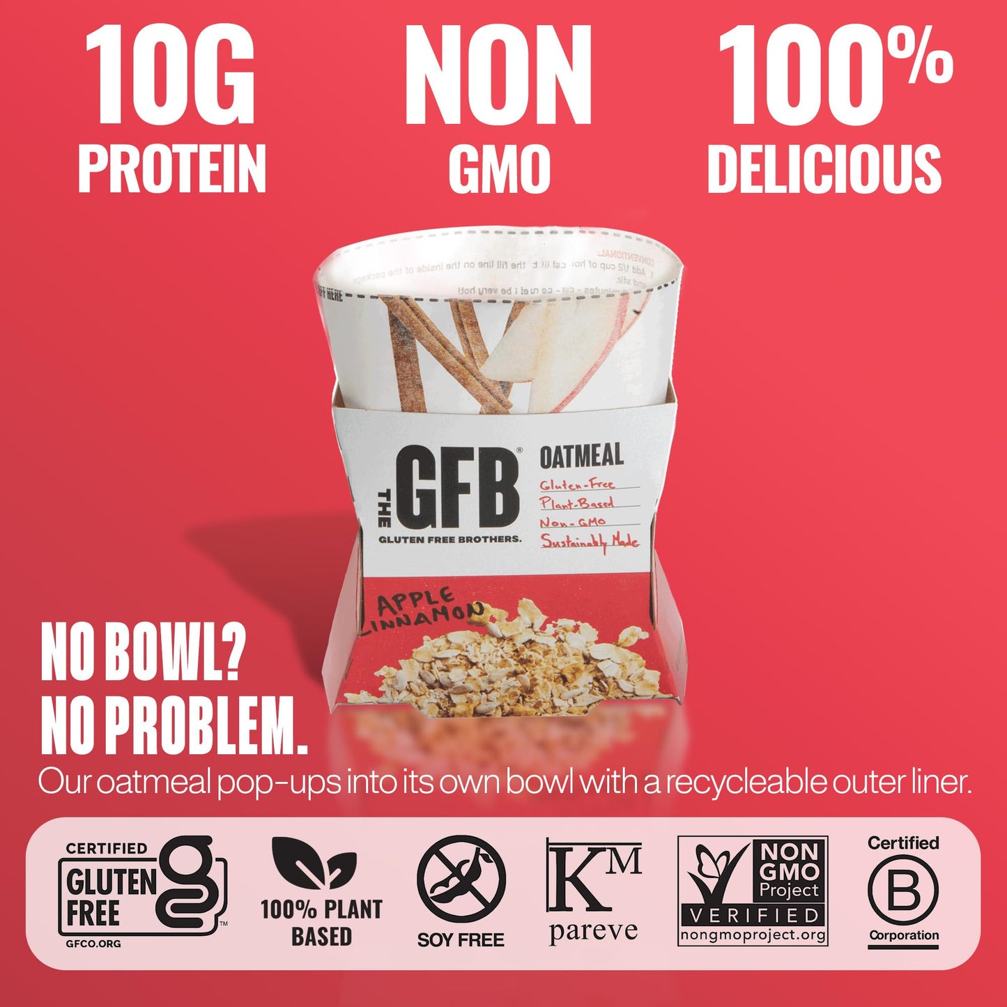 The Gluten Free Brothers Protein Oatmeal Cups - Gluten Free Apple Cinnamon Oatmeal Pouches - Instant Hot Breakfast Cereal In A P