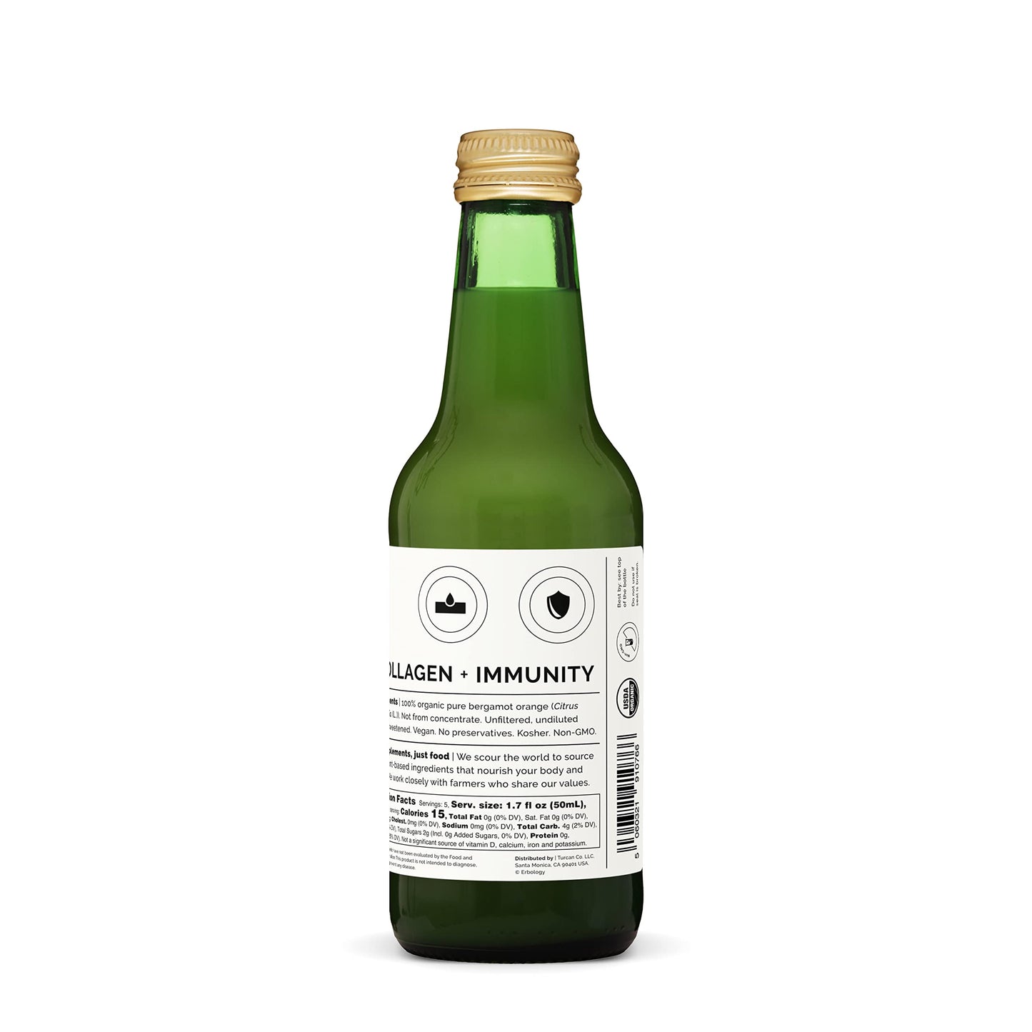 100% Organic Bergamot Juice 8.5 fl oz - Supports Immunity and Collagen Production - Rich in Vitamin C and Bioactive Flavonoids -