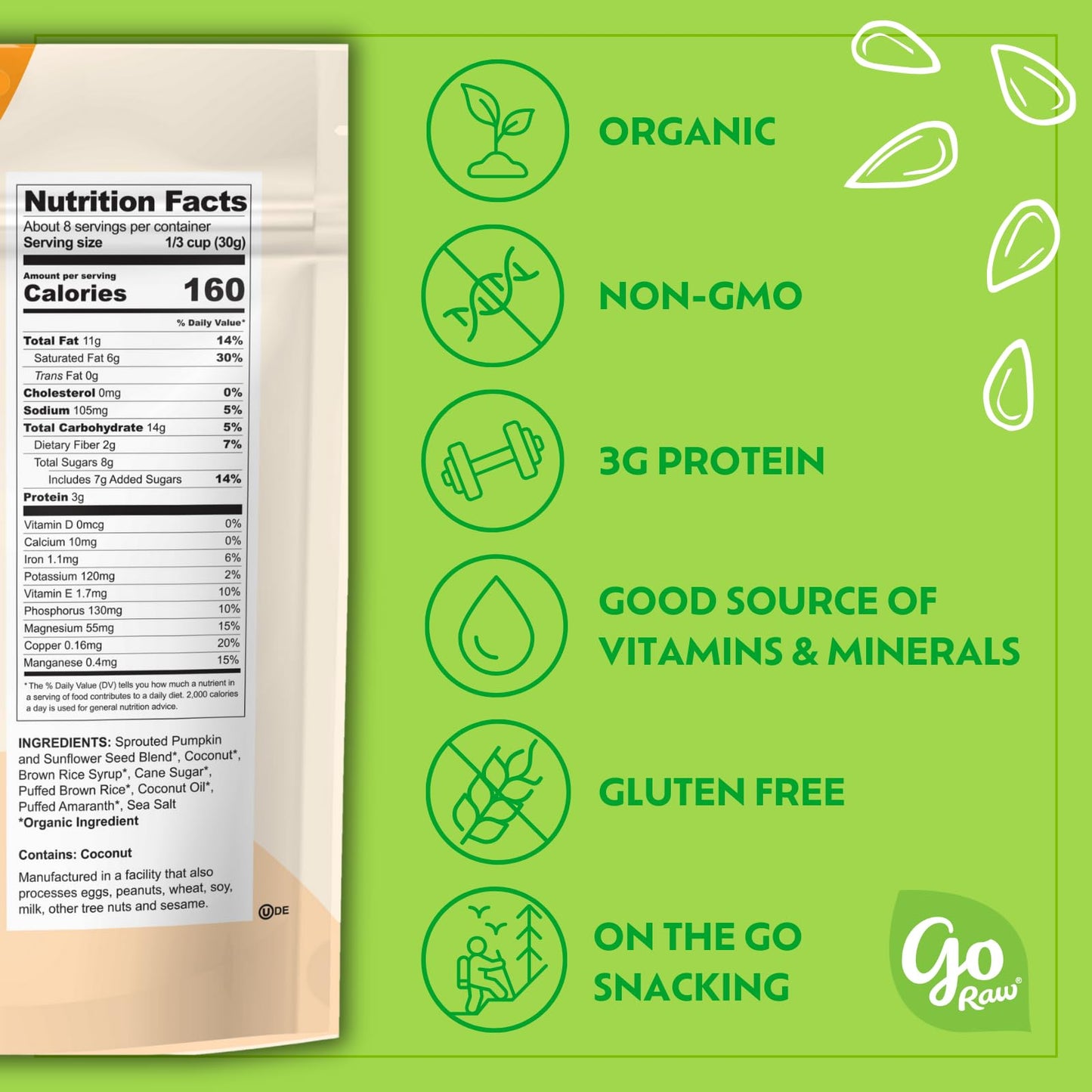 Go Raw Sweet & Salty Snacking Granola, 8Oz Pouch