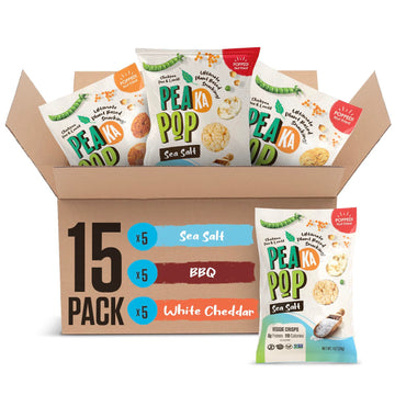 Peakapop Veggie Chips - Plant-Based, Healthy Veggie Crisps With Pea, Lentil & Chickpea Protein - Gluten-Free, Popped Chips - Sna