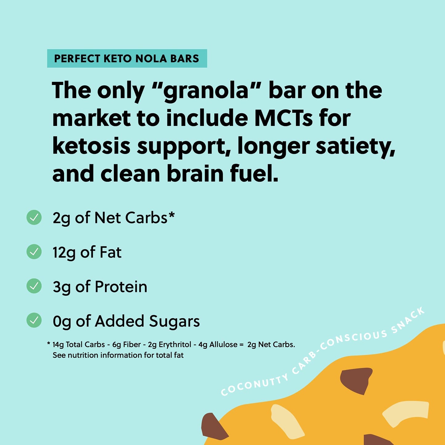 Perfect Keto Nola Bars, Gluten Free, Keto Granola Bars, Low Carb Snack or Breakfast Bar with No Sugar Added, Keto Diet Food, Hea