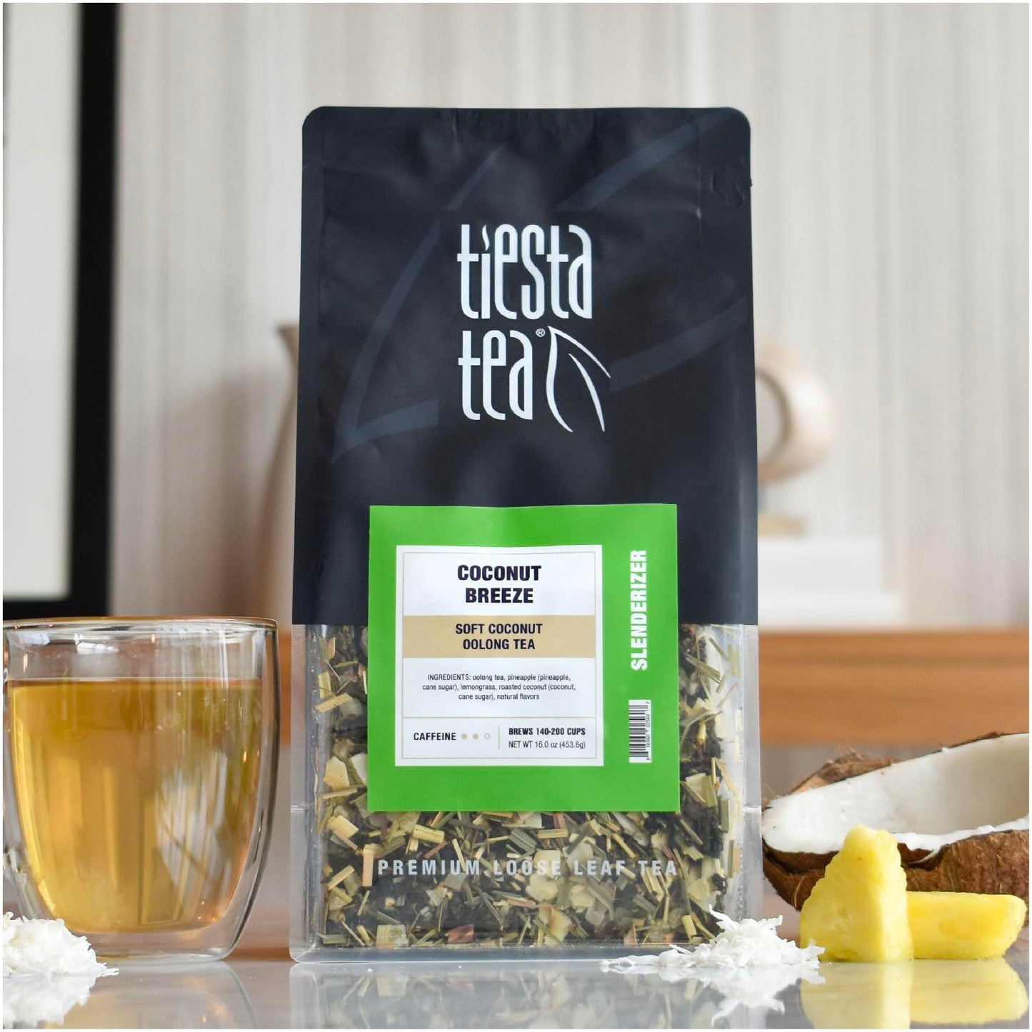 Tiesta Tea Coconut Breeze Oolong Tea Blend - Medium Caffeinated - Bulk Bag for 200 Cups - 16 oz Resealable Bag