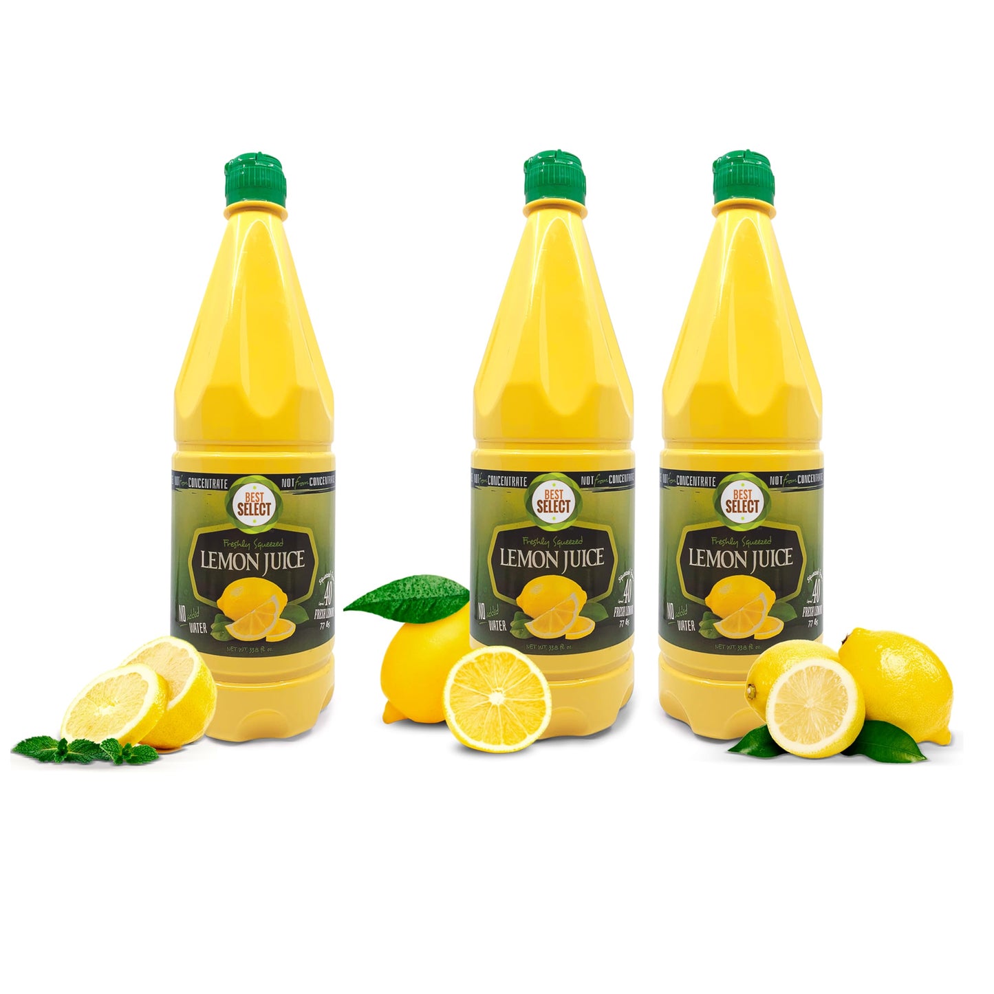 3 Pack 33.8 Oz 100% Real Lemon Juice | Fresh Flavor NO Added Water | Not From Concentrate| Appx 40 Freshly Squeezed Lemons in Ea